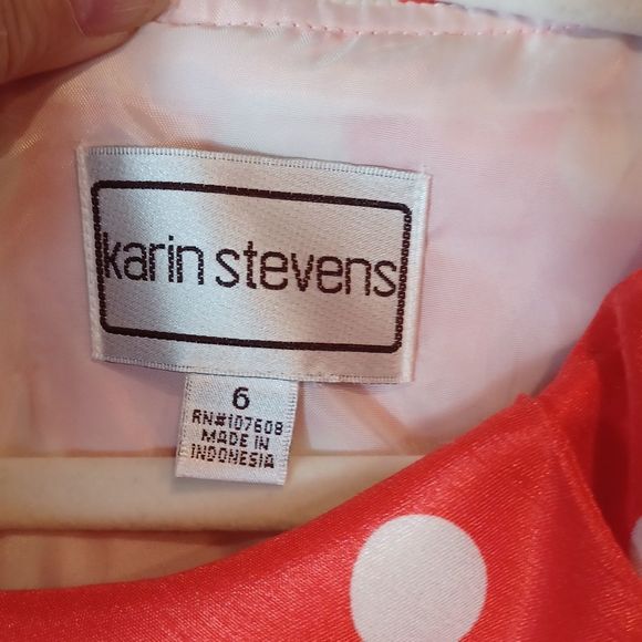 Karin Stevens polka dot sleeveless midi dress sz 6 - Picture 5 of 9